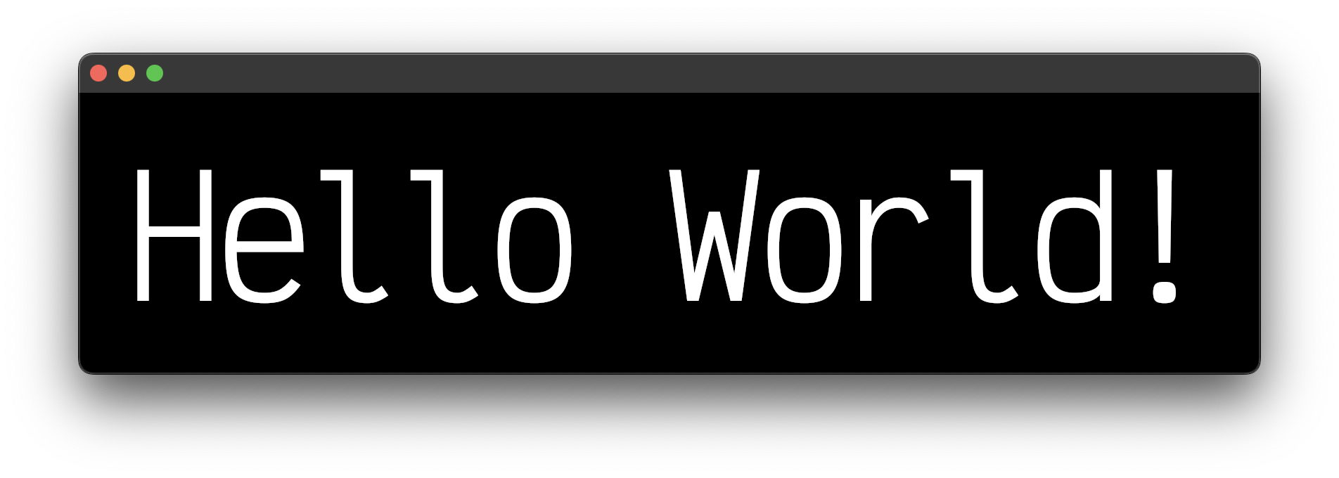 A window screenshot of hello world text